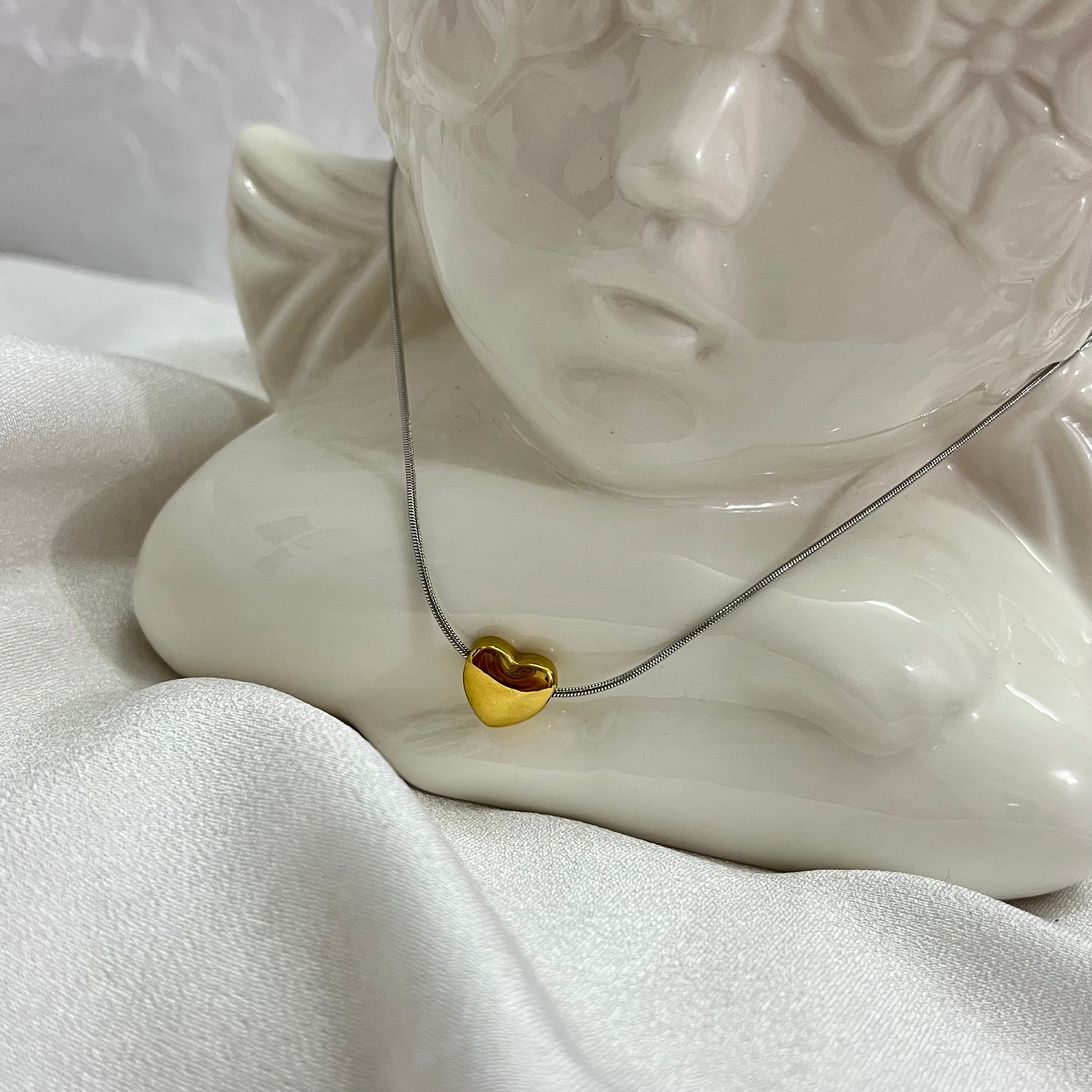Silivery Gold Heart Necklace