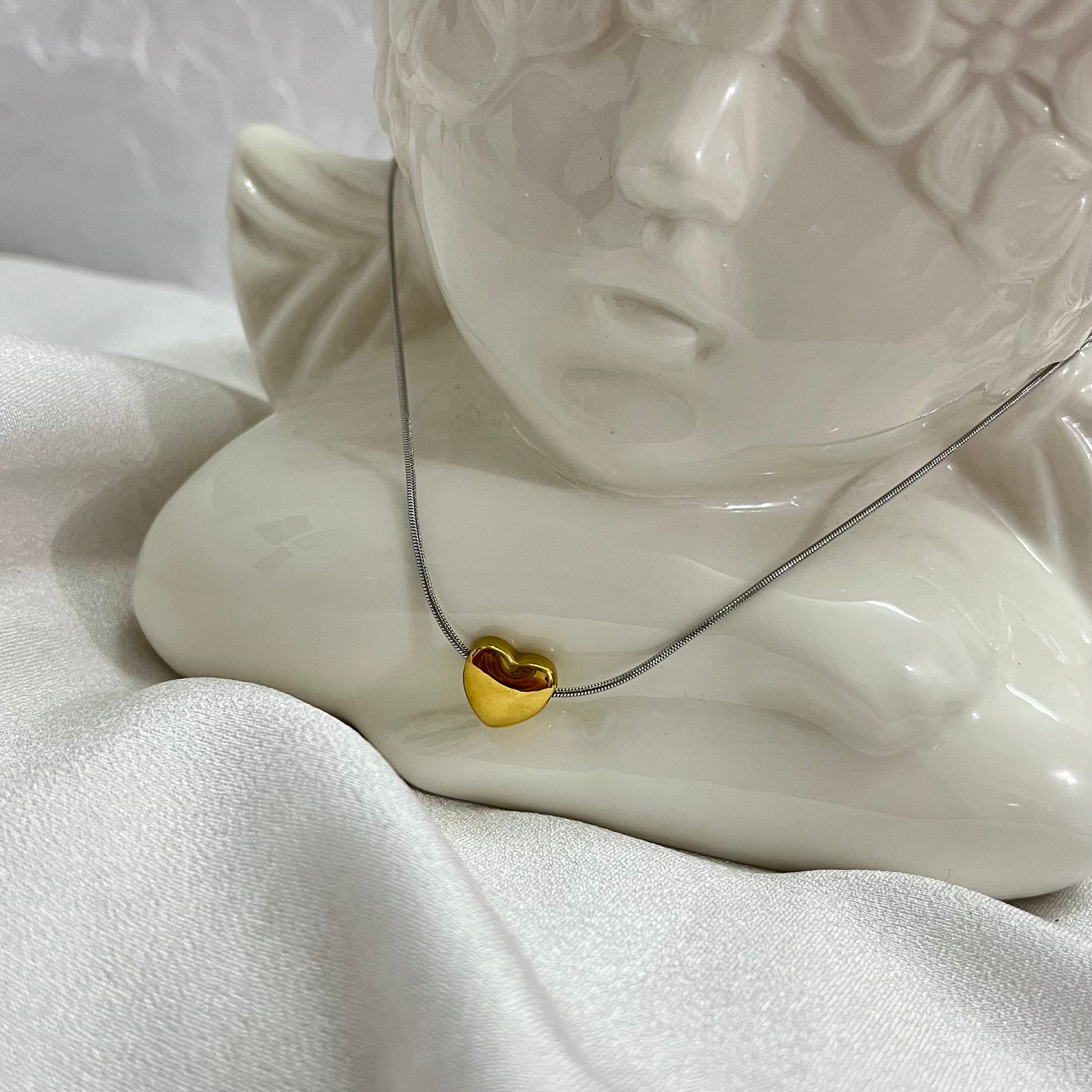 Silivery Gold Heart Necklace