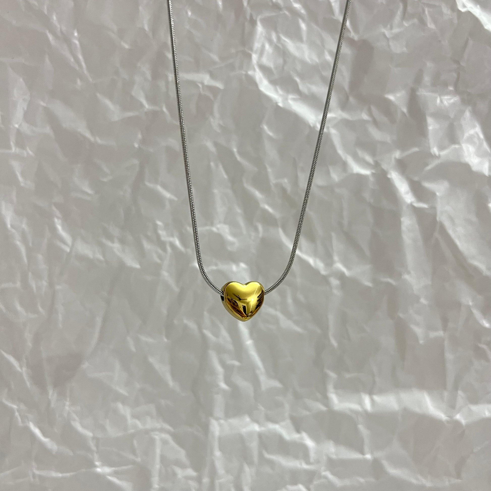 Silivery Gold Heart Necklace