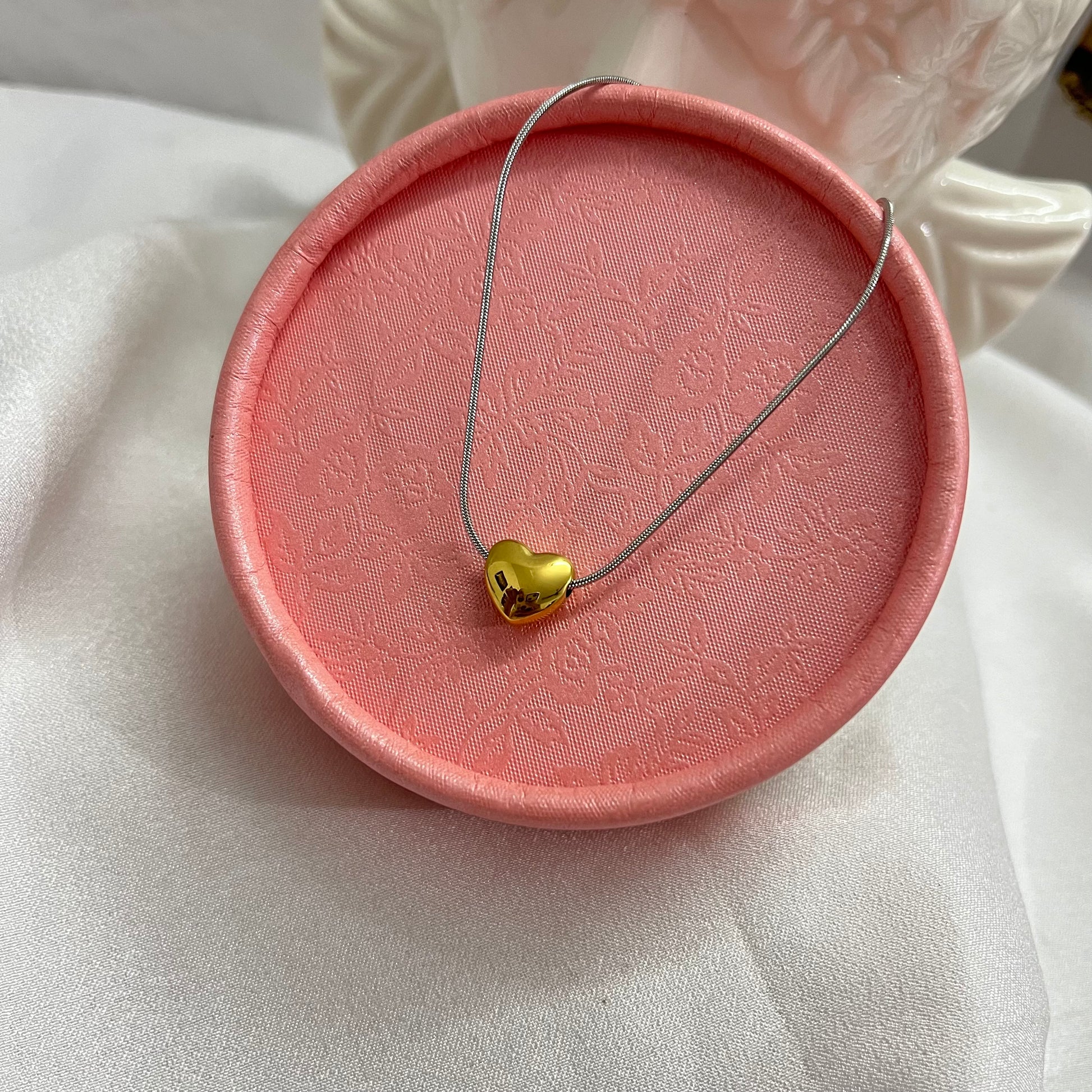 Silivery Gold Heart Necklace