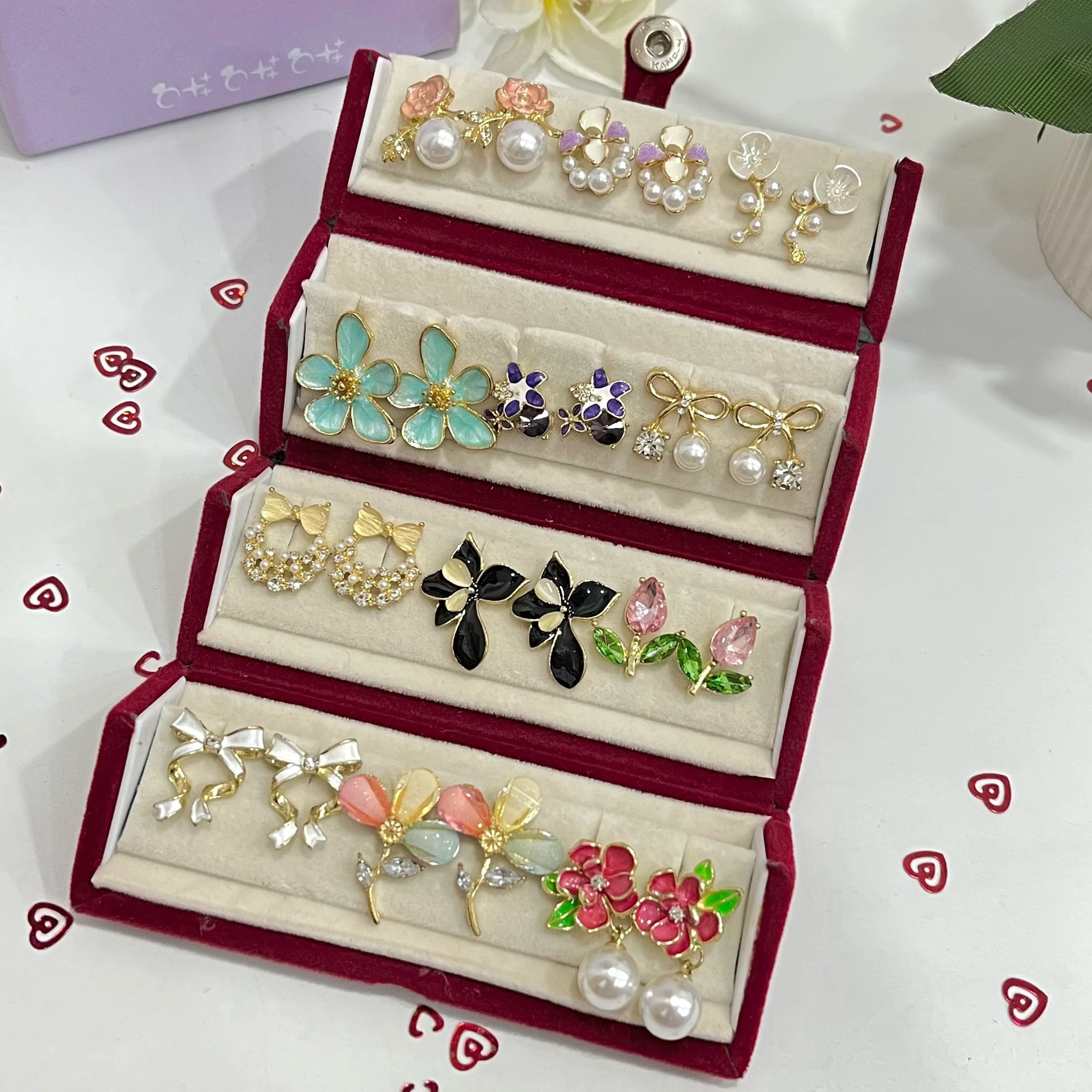 Rushi Combo of 12 Pairs Modern Earrings with Box