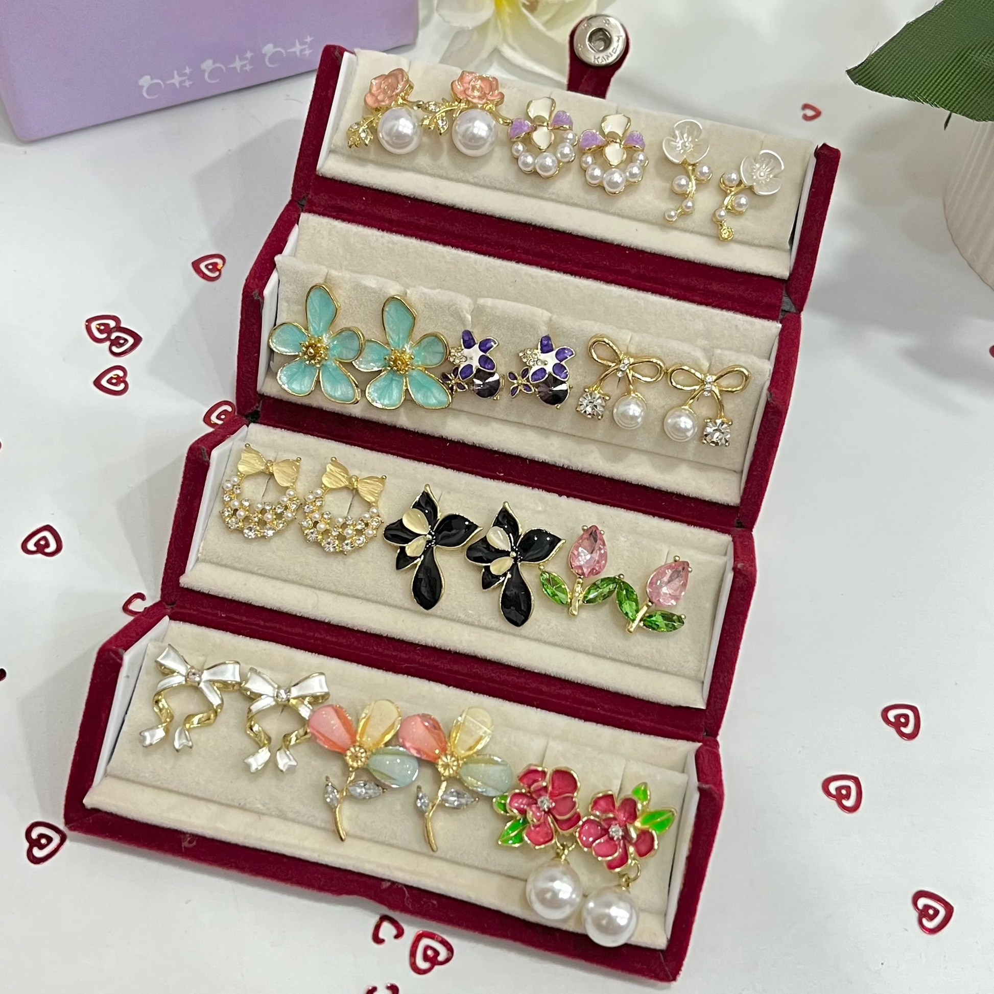 Rushi Combo of 12 Pairs Modern Earrings with Box