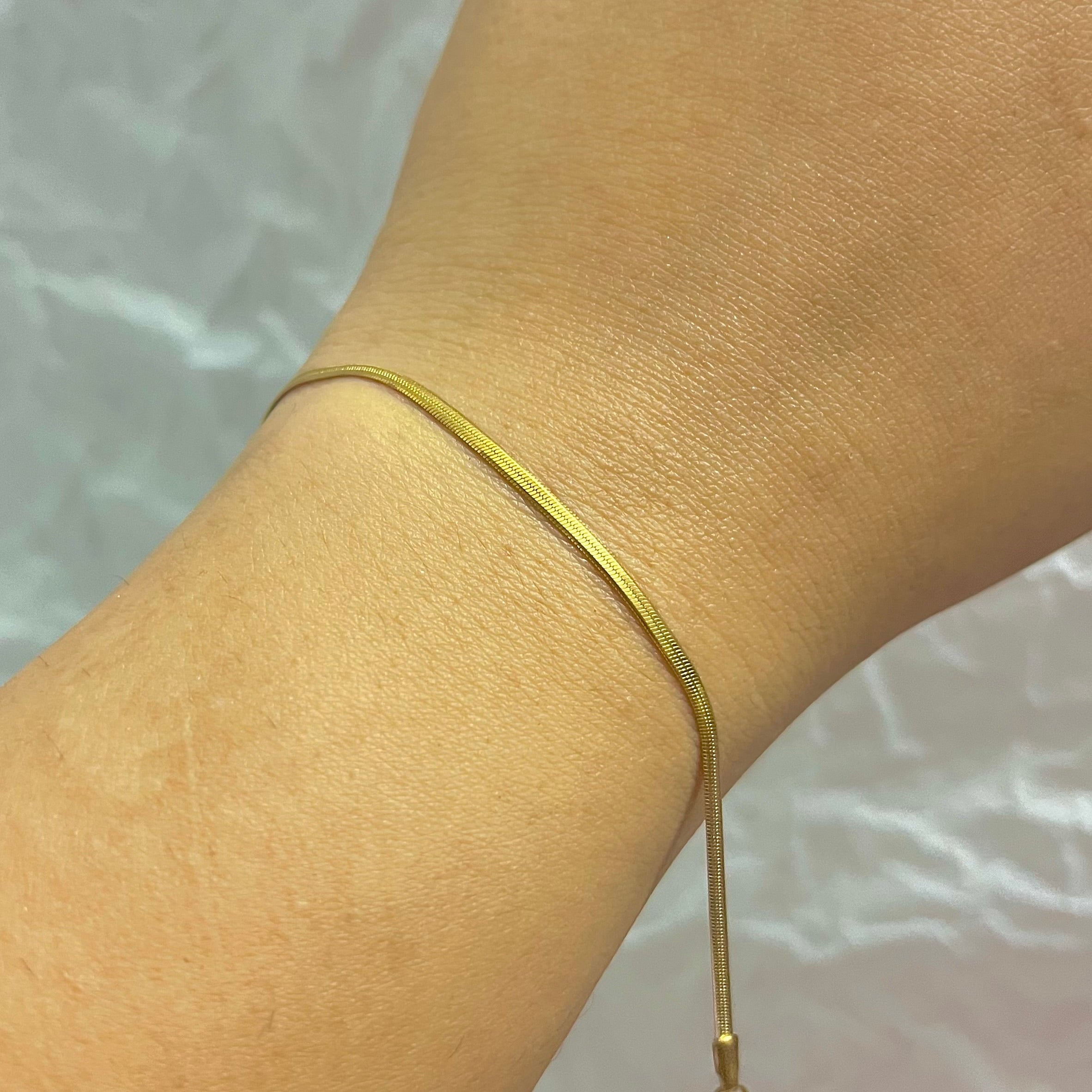 Thin Herringbone Gold Bracelet