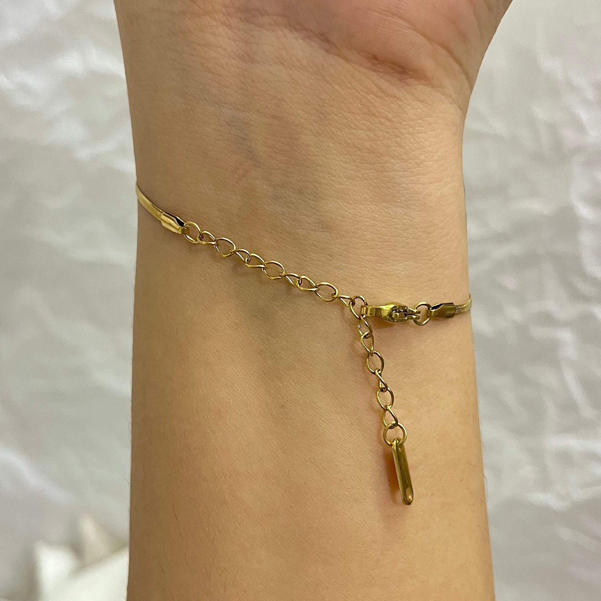 Thin Herringbone Gold Bracelet