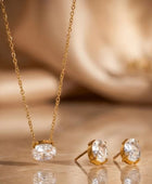 Givei Diamond Oval Necklace & Earrings Set✨