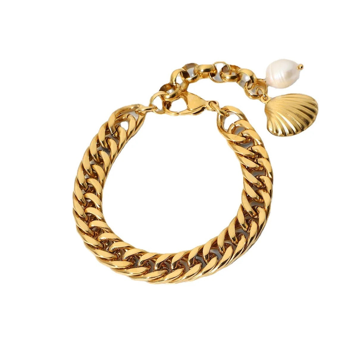 Babelle Pearl Shell Gold Bracelet