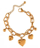 Dolyn Heart Charms Gold Bracelet