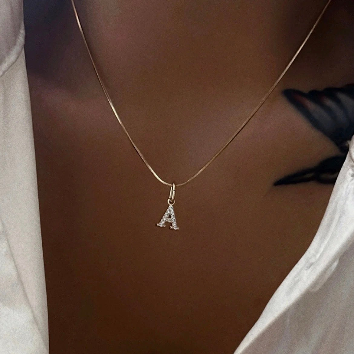 Brisa-Valen Initials Gold Diamond Necklace