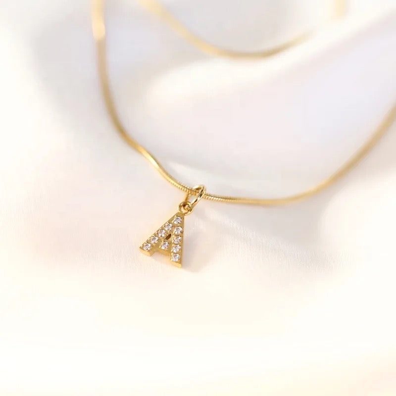 Brisa-Valen Initials Gold Diamond Necklace