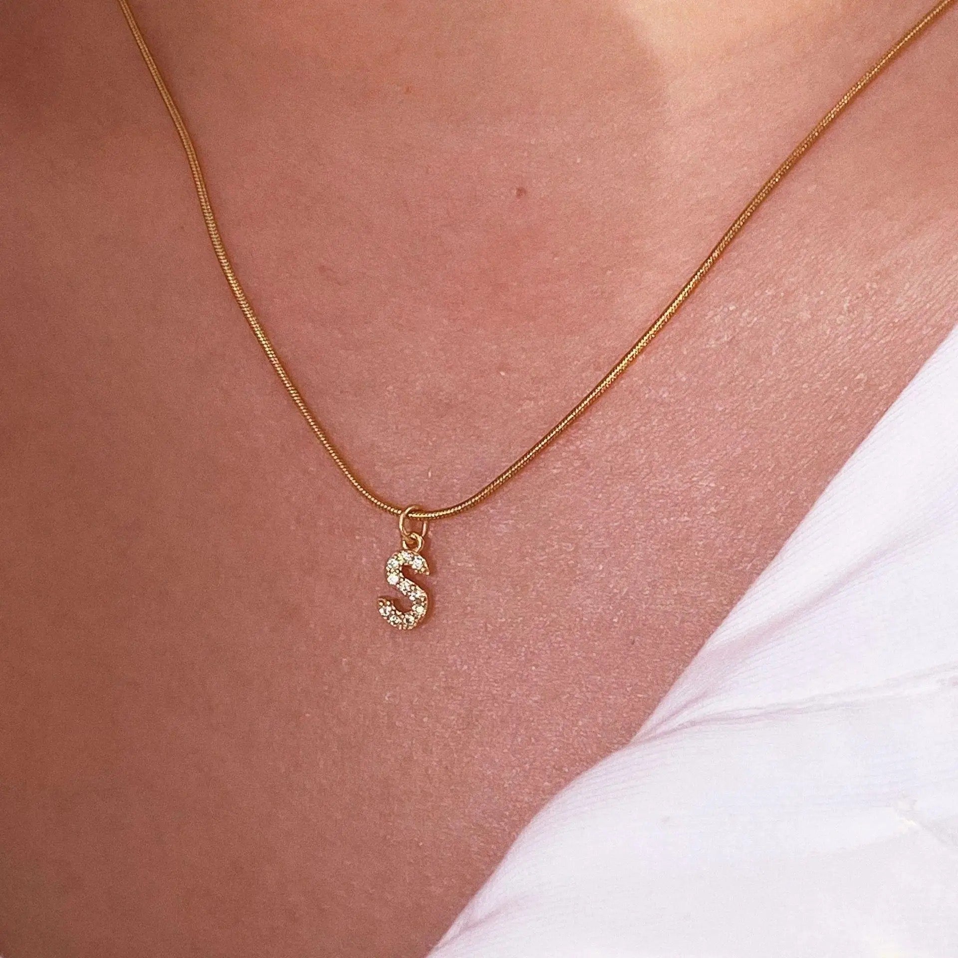 Brisa-Valen Initials Gold Diamond Necklace
