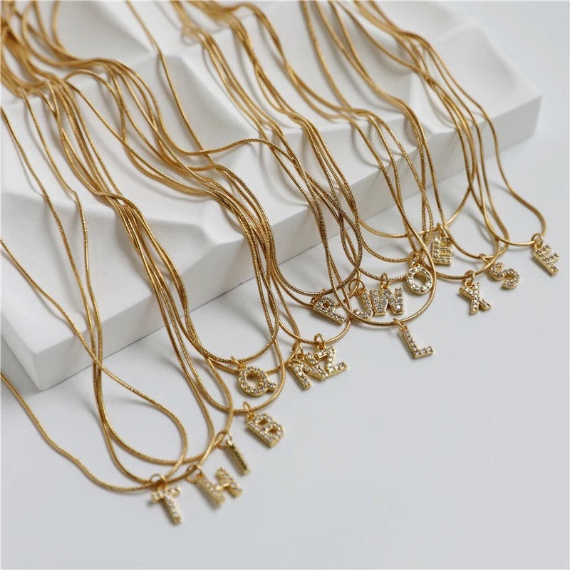 Brisa-Valen Initials Gold Diamond Necklace
