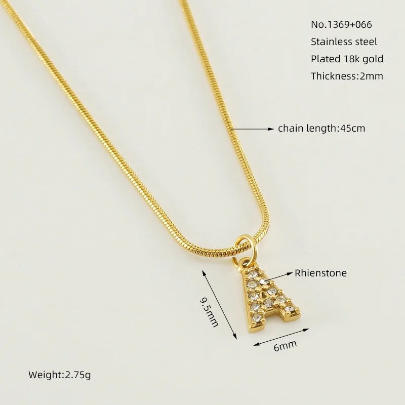 Brisa-Valen Initials Gold Diamond Necklace
