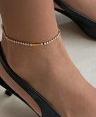 Genelia Silver and Golden Tennis Bracelet/Anklet
