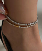 Genelia Silver and Golden Tennis Bracelet/Anklet