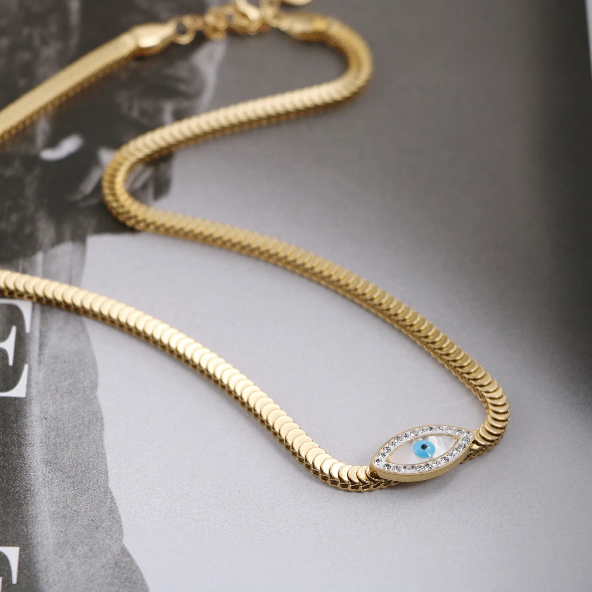 Thick Evil Eye Bold Gold Necklace