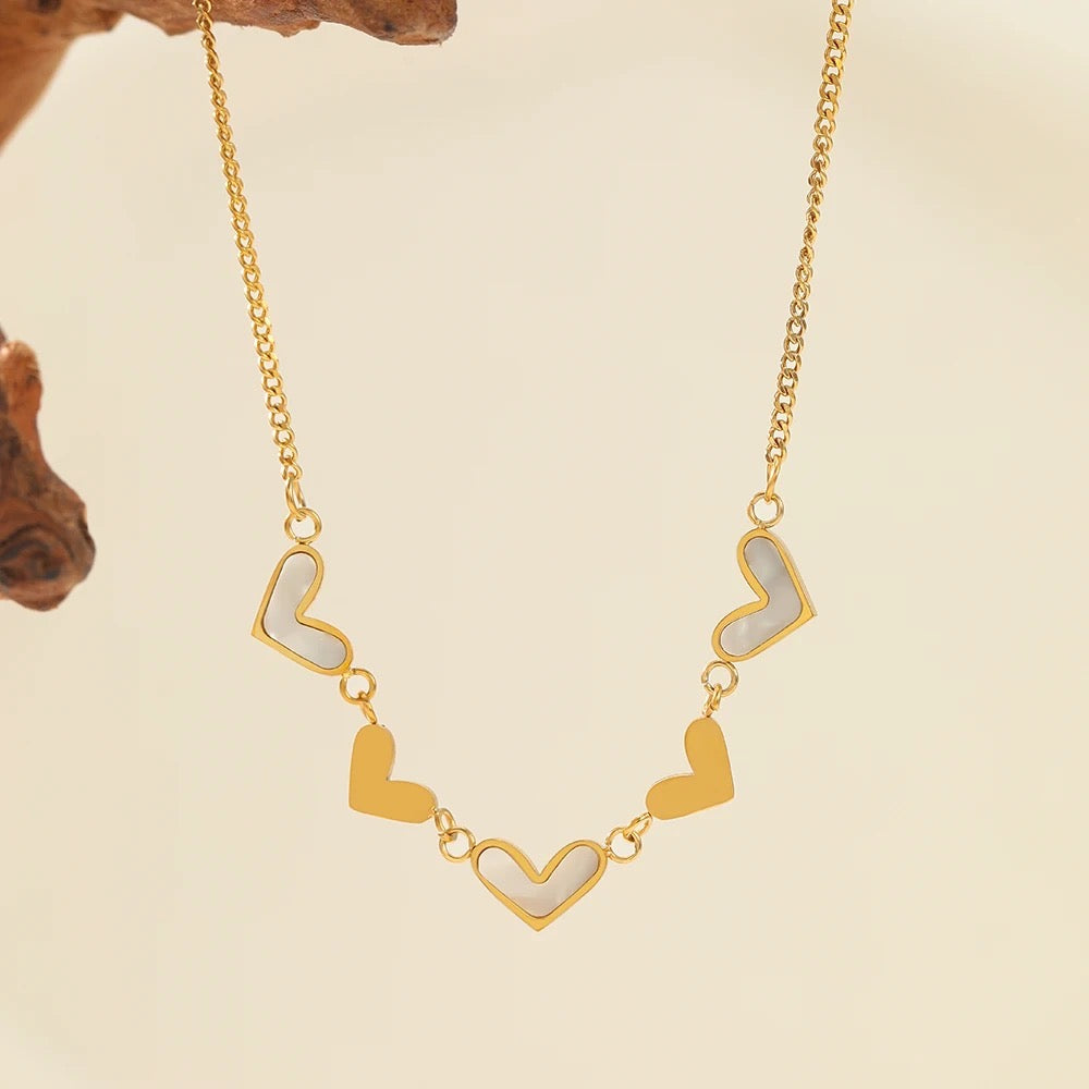 Falling Hearts Gold Necklace