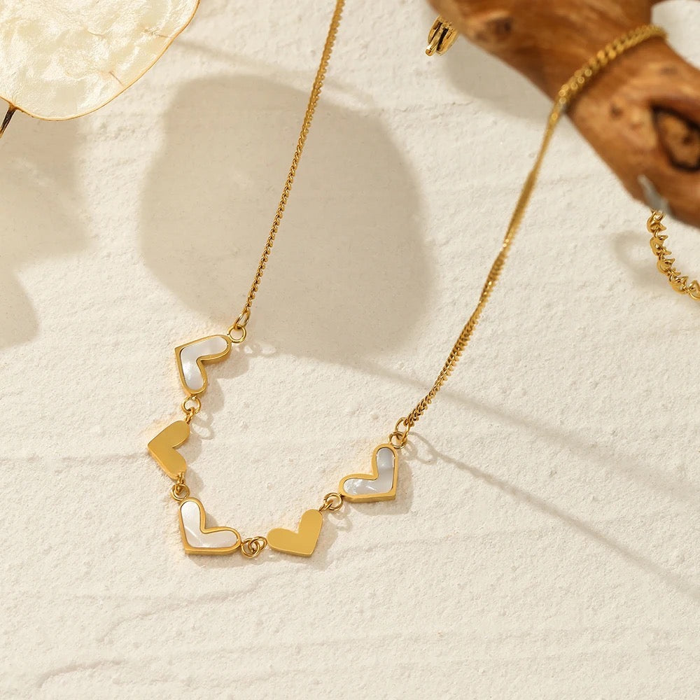 Falling Hearts Gold Necklace