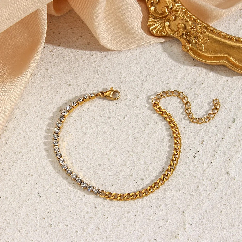 Shinny Tennis Chain Gold Bracelet
