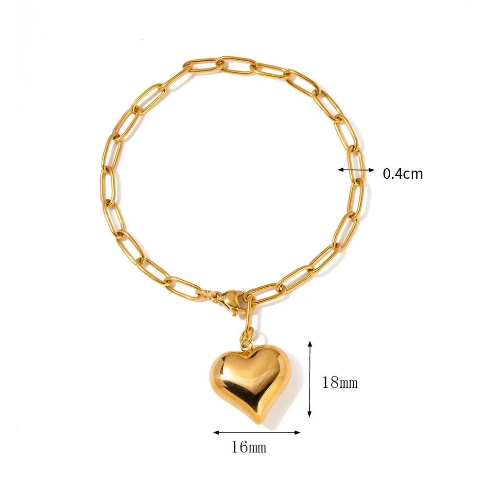 Falling Heart Gold Bracelet