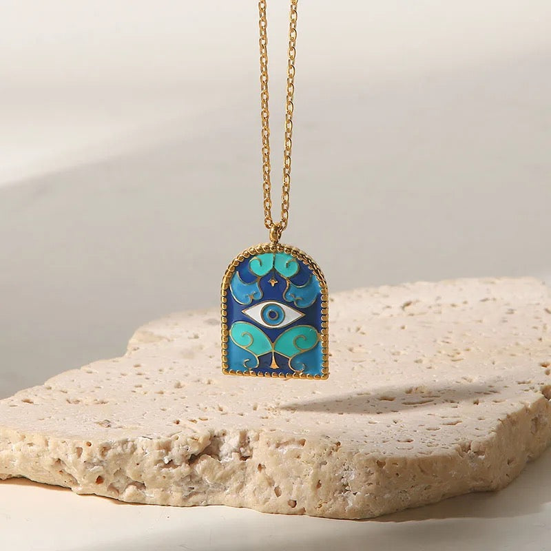 Vintage Evil Eye Temple Necklace