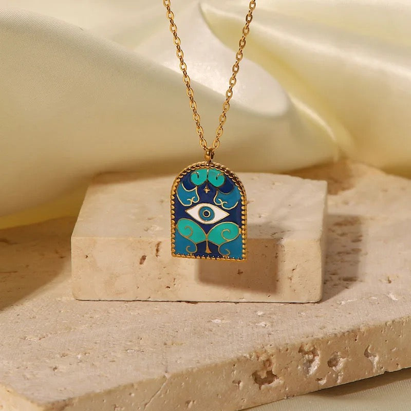 Vintage Evil Eye Temple Necklace