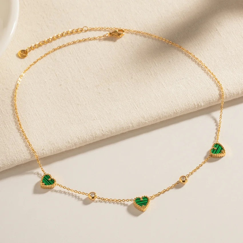 Deli Green Heart Gold Necklace