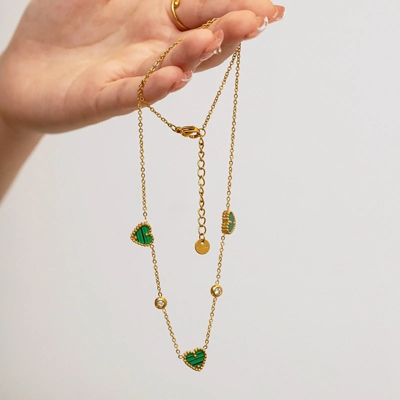 Deli Green Heart Gold Necklace