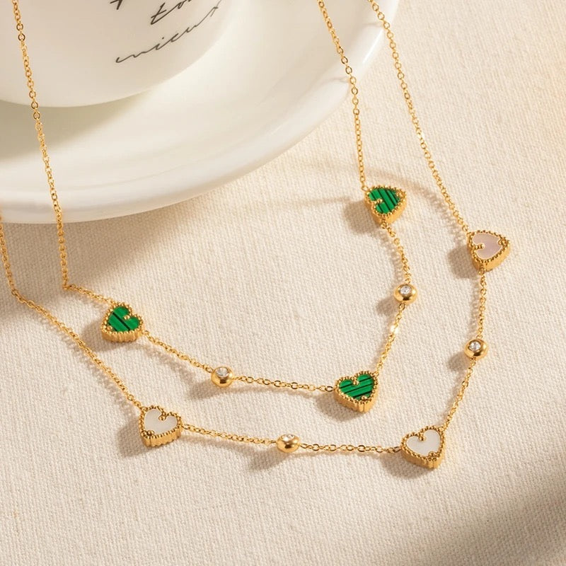 Deli Green Heart Gold Necklace
