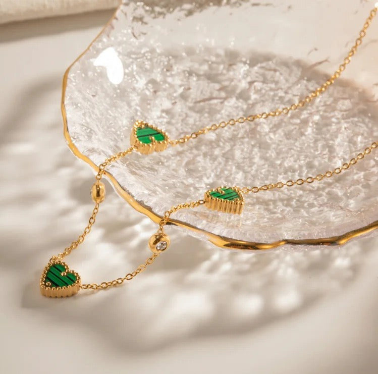 Deli Green Heart Gold Necklace