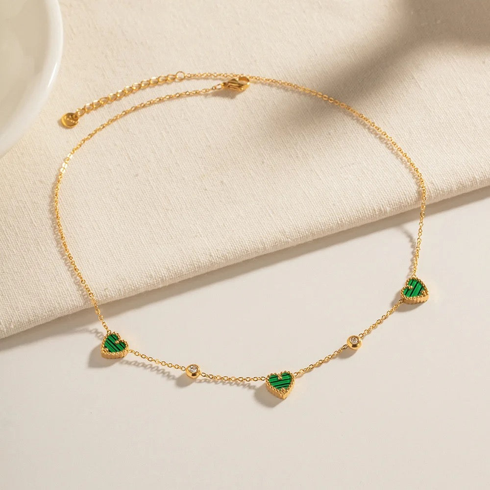 Deli Green Heart Gold Necklace