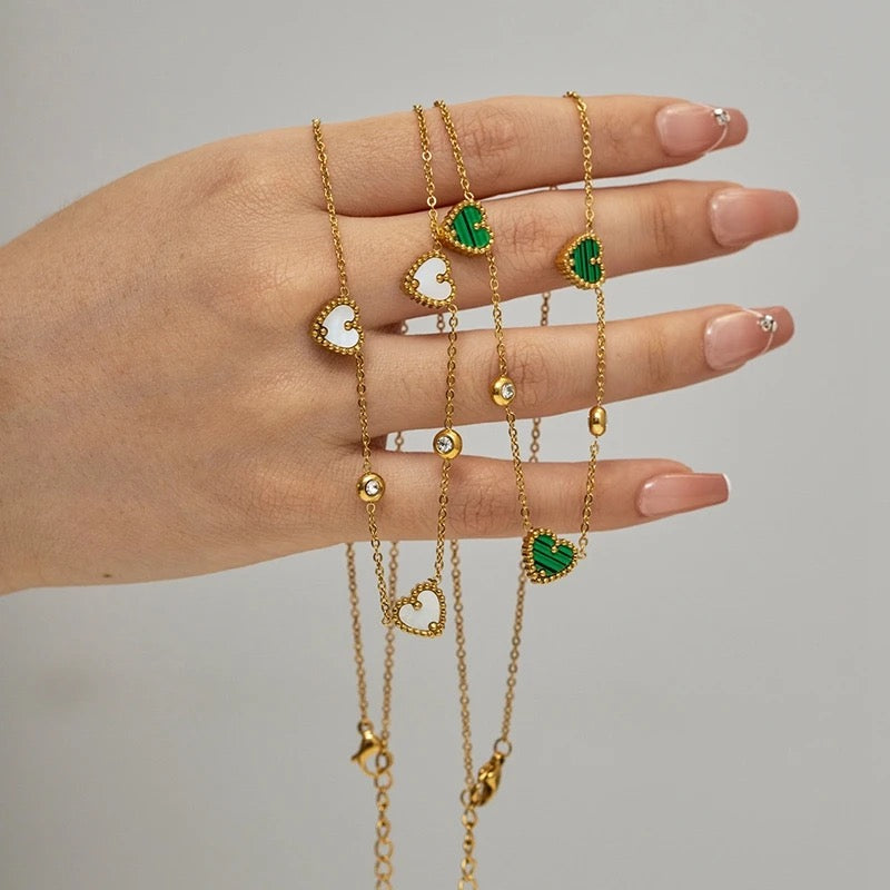 Deli Green Heart Gold Necklace
