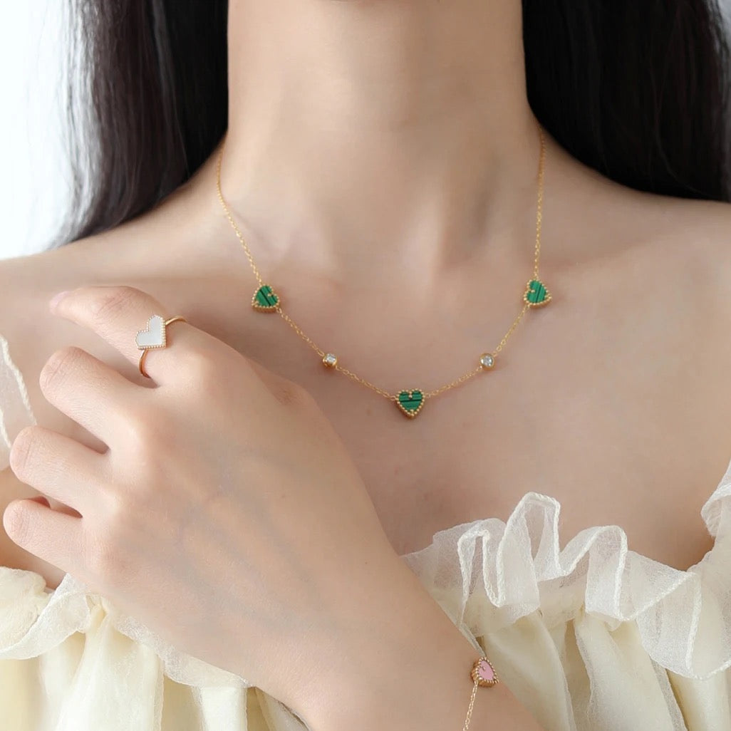 Deli Green Heart Gold Necklace