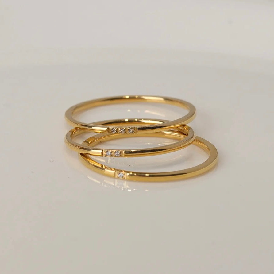 Binni Minimalist Stone Gold Rings