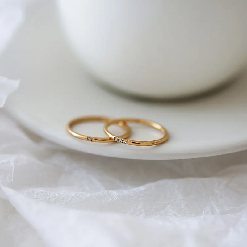 Binni Minimalist Stone Gold Rings