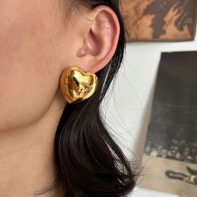 Hailey Big Heart Studs
