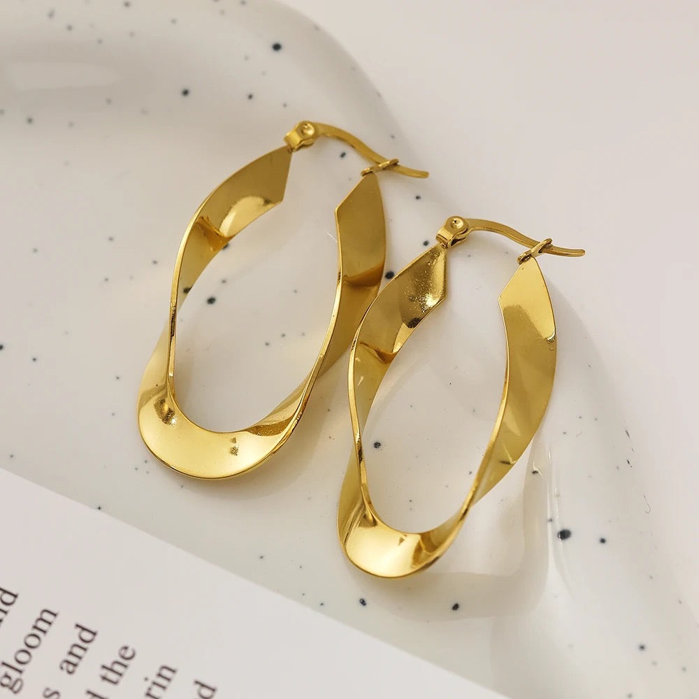 Curvy Shavy Gold Hoops