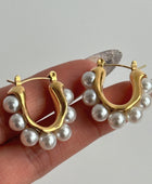 Bubbly Pearl Gold Hoops