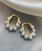 Bubbly Pearl Gold Hoops