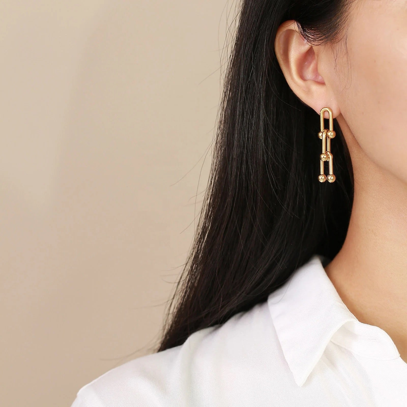 Linked Gold Long Earrings✨