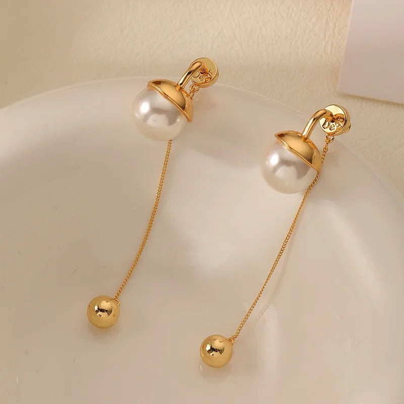 Mico Pearl Dual Hanging Earrings