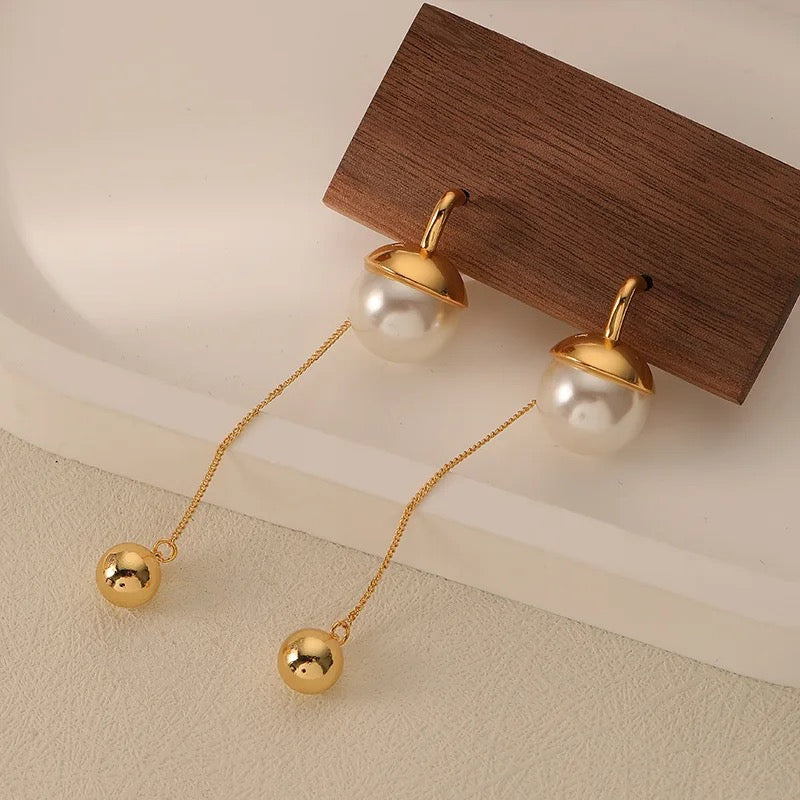 Mico Pearl Dual Hanging Earrings