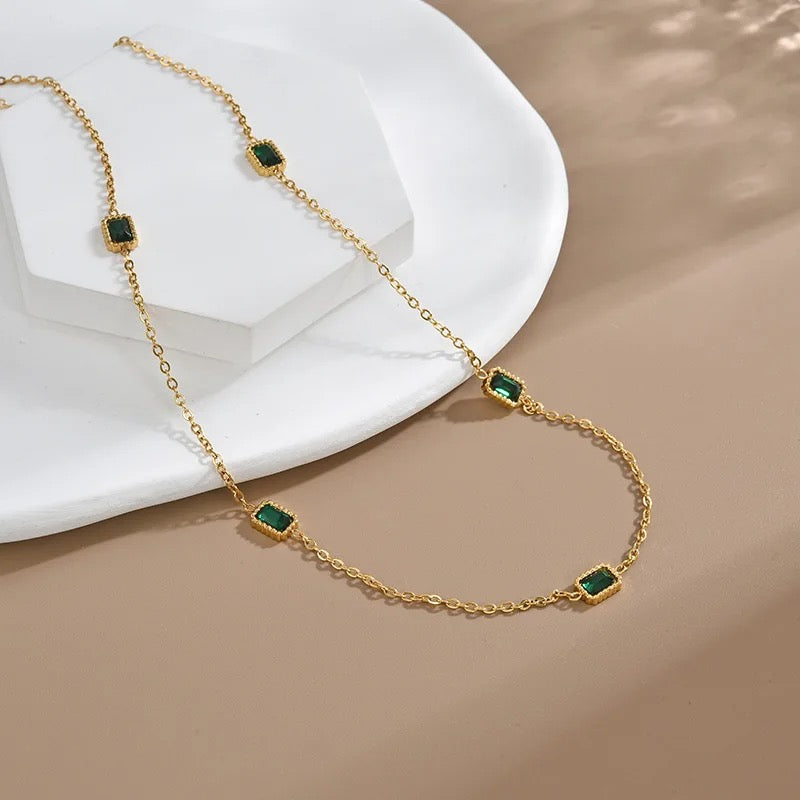 Gemini Green Emerald Necklace