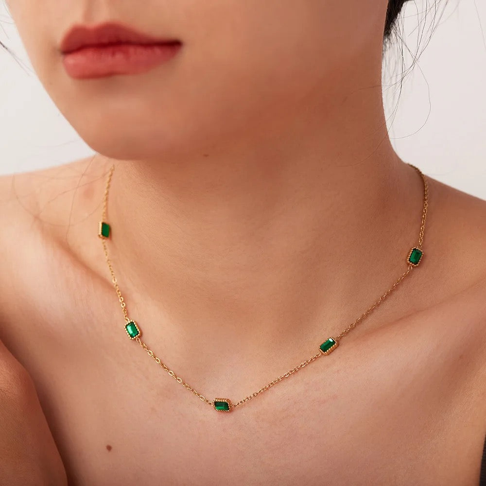 Gemini Green Emerald Necklace