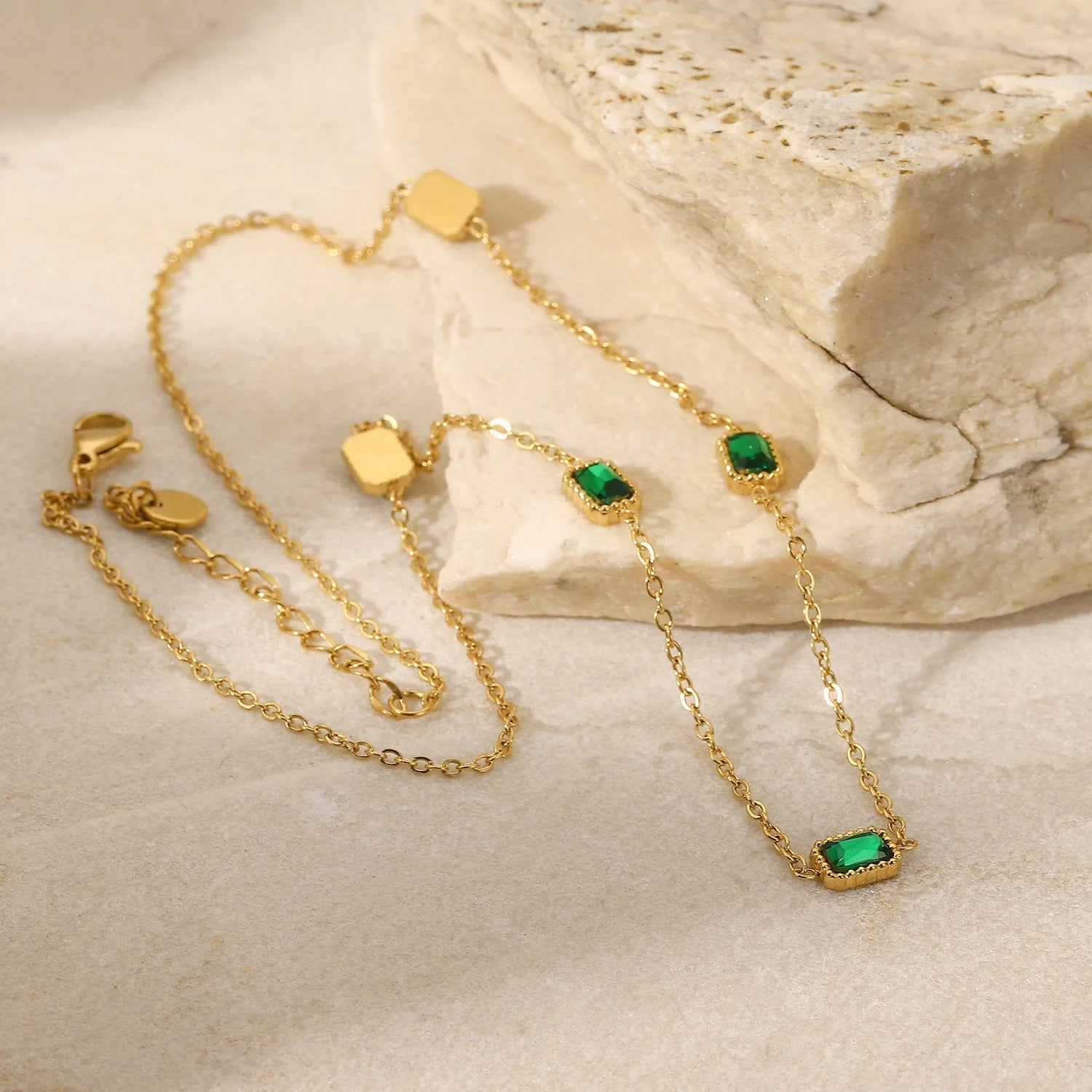 Gemini Green Emerald Necklace