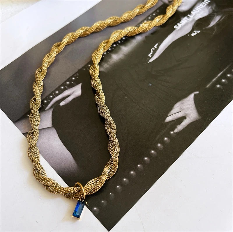 Dazzling Blue Stone Rope Necklace