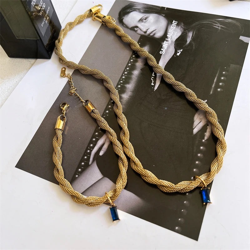 Dazzling Blue Stone Rope Bracelet