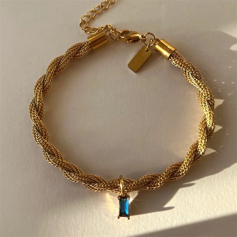 Dazzling Blue Stone Rope Bracelet