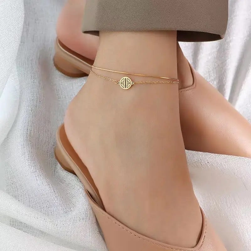 Mosaic Double Layered Anklet