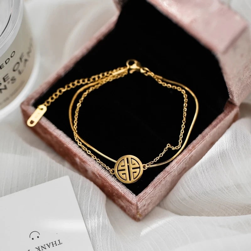 Mosaic Double Layered Anklet