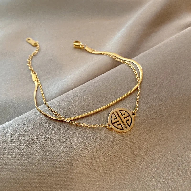Mosaic Double Layered Anklet